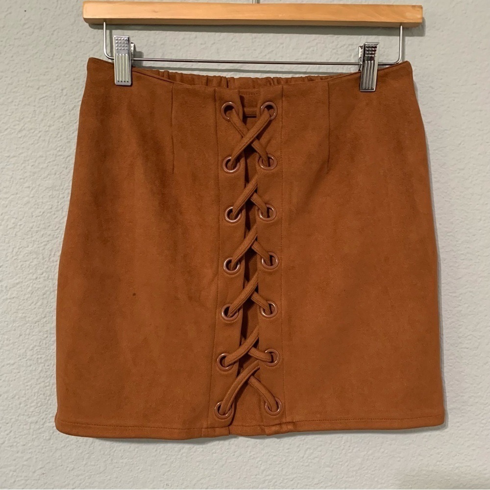 Shinestar‎ Women Brown Mini Skirt with Elastic Band Size L